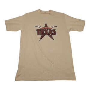 Vtg 70s Texas Star Horn Glitter T Shirt Iron On‎ Graphic Paper Thin 50/50 Size L